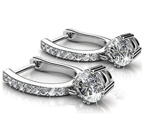 Cate & Chloe McKenzie 18k White Gold Plated Drop Dangle Earrings with Swarovski Crystals for Women